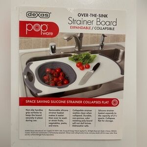 NWT Expandable/collapsible over the sink strainer cutting board